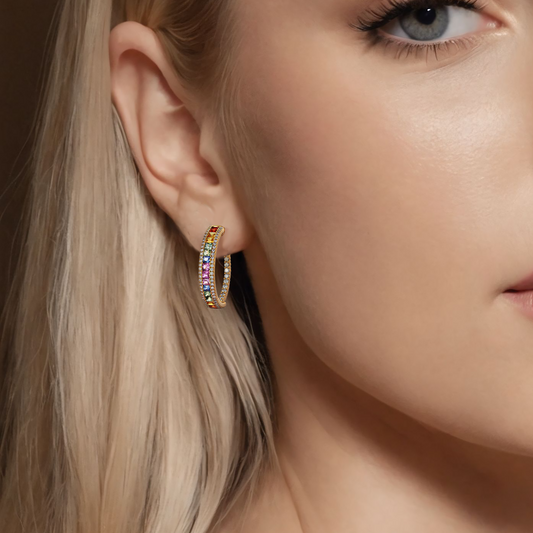Aurora Circle Diamond Hoop Earrings in 14K Yellow Gold