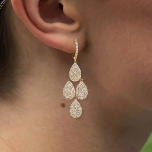 Mystic Charm Diamond Drop Danglers Earrings in 14K Yellow Gold