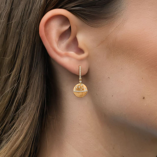 Starburst Shell Drop Earrings in 14K Yellow Gold