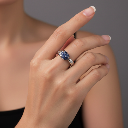Snake Ring Blue Sapphire Ring in 14K White Gold