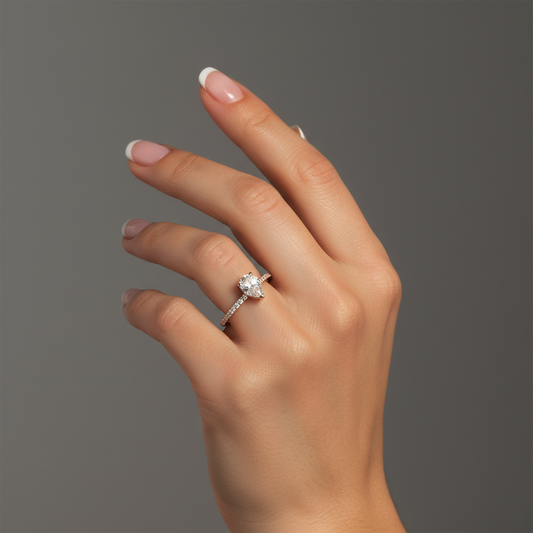 Delicate Solitaire Pear Diamond Ring in 14K Rose Gold