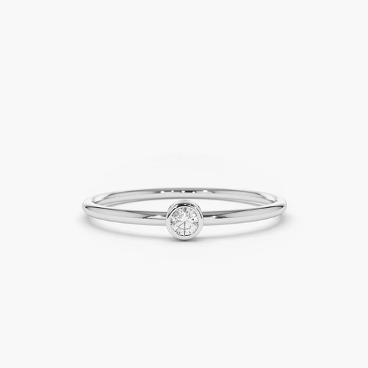 Solitaire Bezel Diamond Ring in 14K Yellow Gold