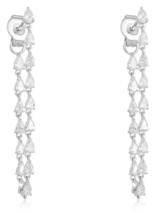 Pear Shape Diamond Hoop Earrings in 14K Yellow Gold