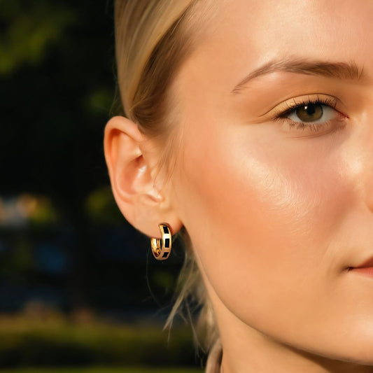 Eternal Gemstone Huggies Earrings in 14K Yellow Gold