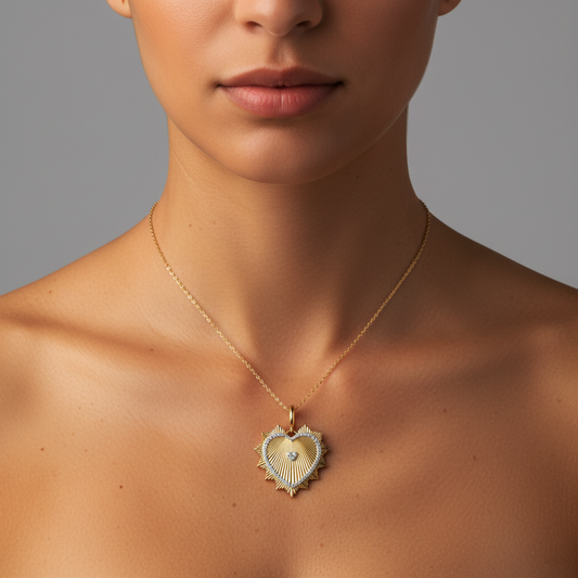 Heart Shape Diamond Pendant Necklace in 14K Yellow Gold
