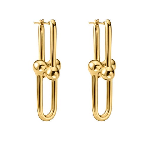 Sculptural Link Hoop Earrings in 14K Yellow Gold