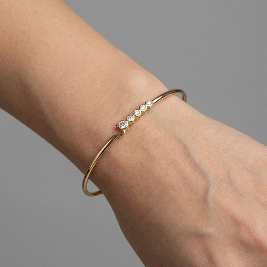 Dusk Radiance Diamond Bangle Bracelet in 14K Yellow Gold