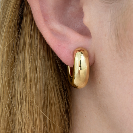 Polished Chunky Hoop Earrings in 14K Yellow Gold