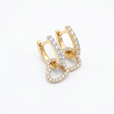 Diamond Interlocking Hoop Drop Earrings in 14K Yellow Gold