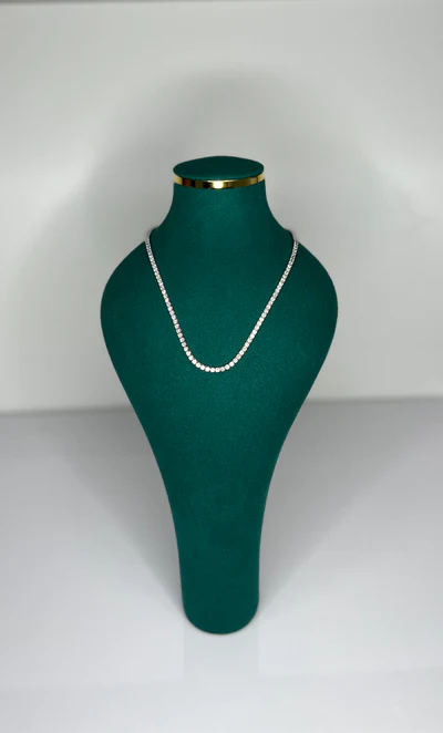 Carat Round Diamond 15K Gold Tennis Necklace
