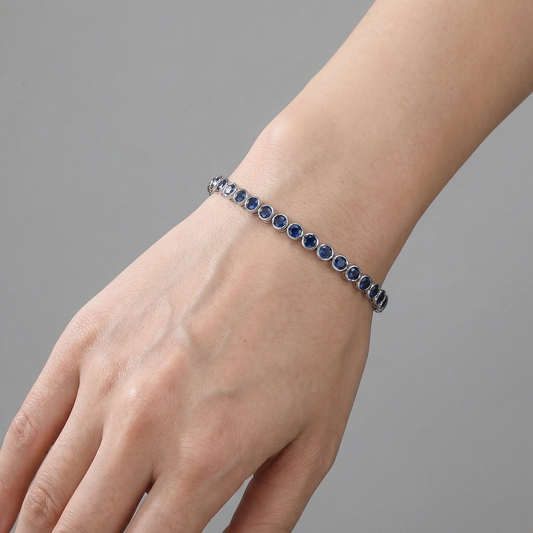 Midnight Bezel Sapphire 14K White Gold Tennis Bracelet