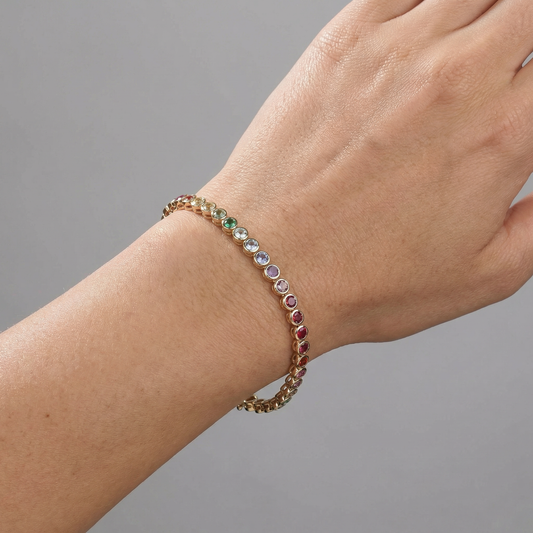 Pink Sapphire Radiance 14K Yellow Gold Tennis Bracelet