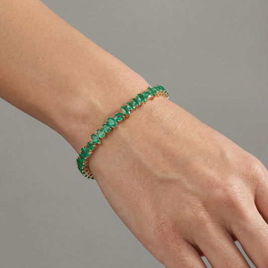 Radiant Emerald 14K Yellow Gold Tennis Bracelet