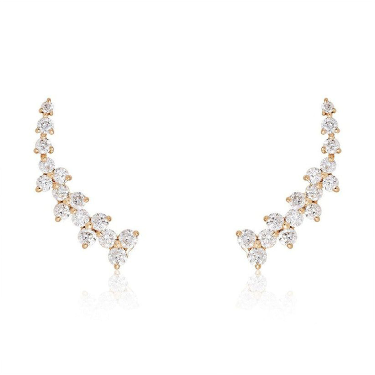 Pure Essence Diamond Climber Earrings in 14K Yellow Gold