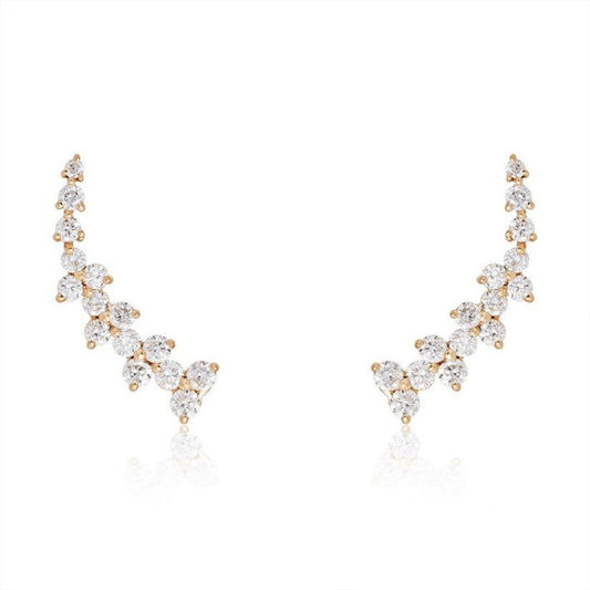 Pure Essence Diamond Climber Earrings in 14K Yellow Gold
