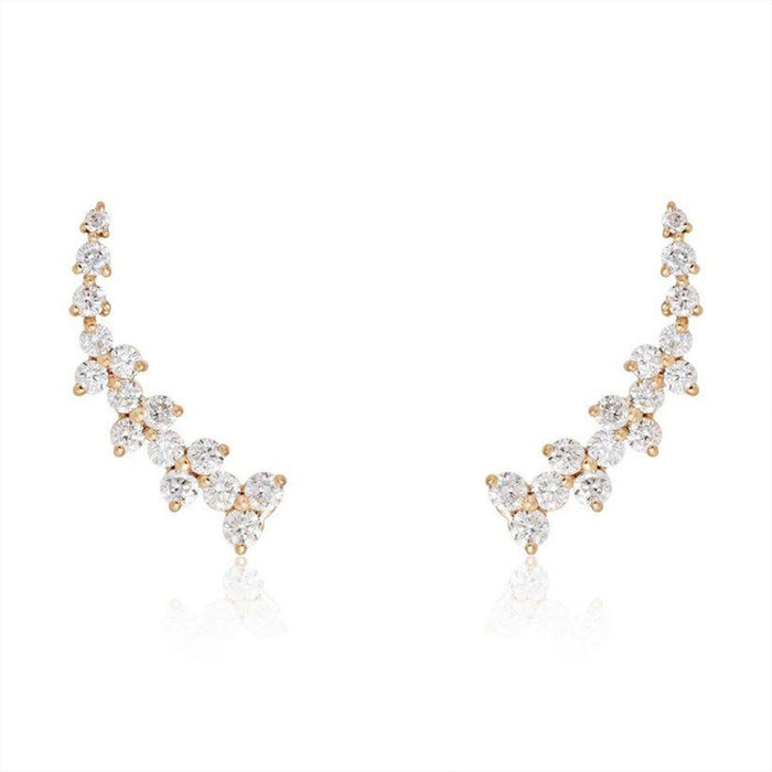 Pure Essence Diamond Climber Earrings in 14K Yellow Gold
