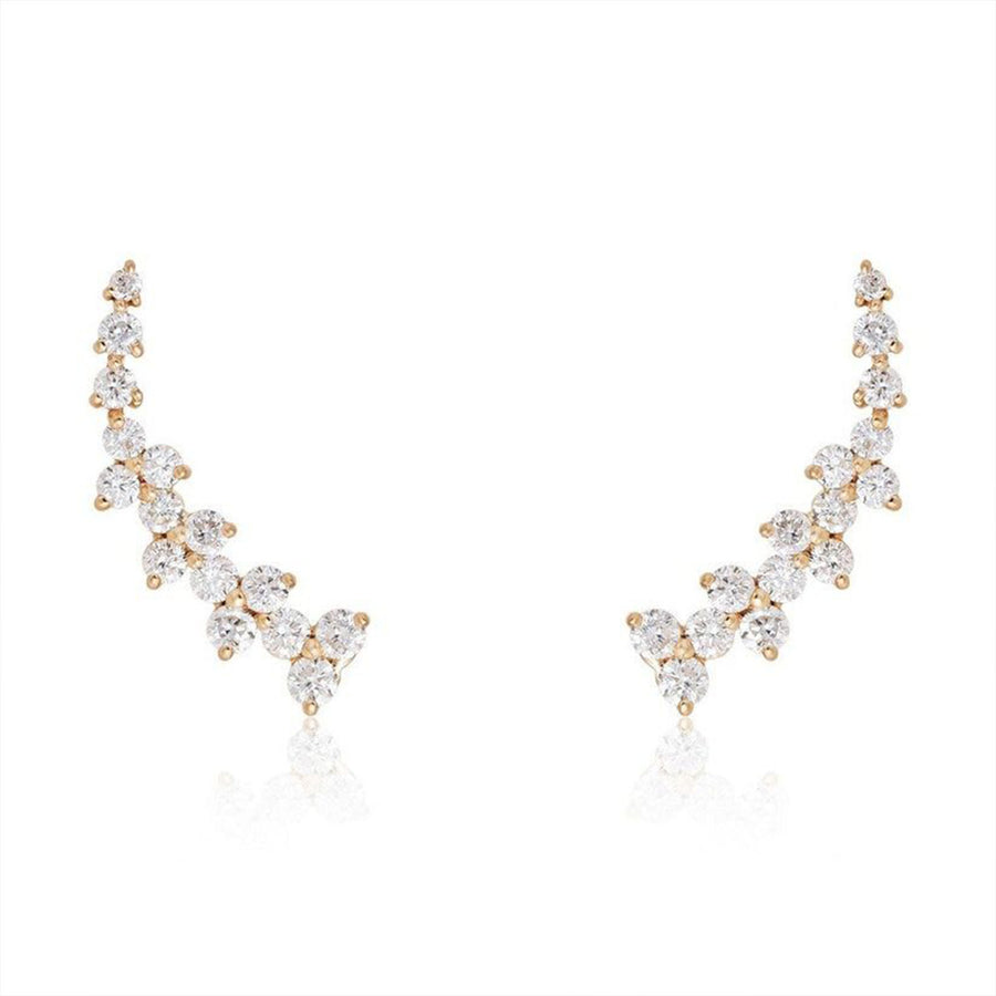 Pure Essence Diamond Climber Earrings in 14K Yellow Gold
