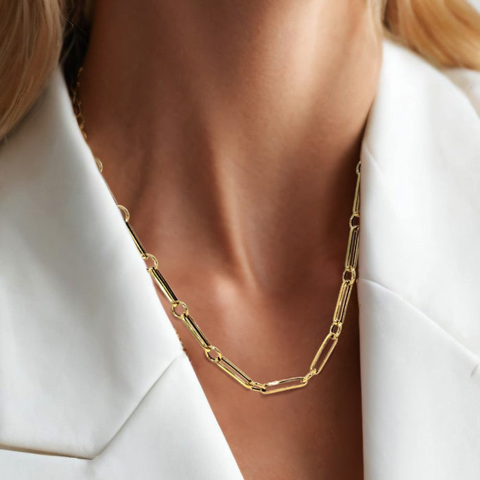 Modern Paperclip Chain Necklace in 14K Yellow Gold