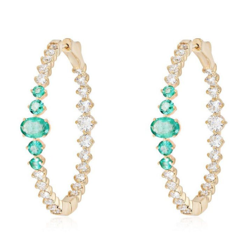 Vintage Radiance Hoops Diamond Earrings in 14K Yellow Gold