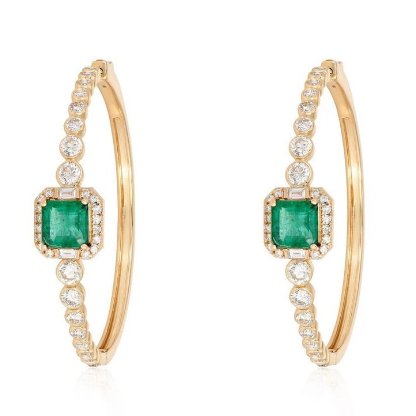 Diamond Embrace Hoop Earrings in 14K Yellow Gold