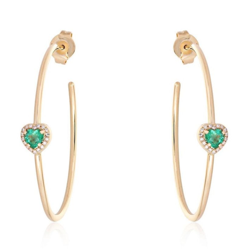 Frostlight Hoops Gemstone Diamond Earrings in 14K Yellow Gold