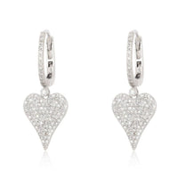 Heart Drop Diamond Huggie Earrings in 14K Yellow Gold