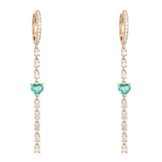 Golden Special Diamond Drop Earrings in 14K Yellow Gold