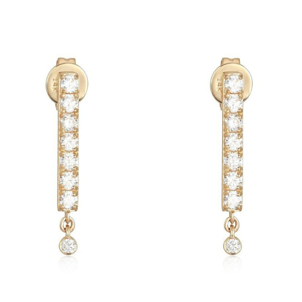 Ruby Diamond Drop Earrings in 14K Yellow Gold