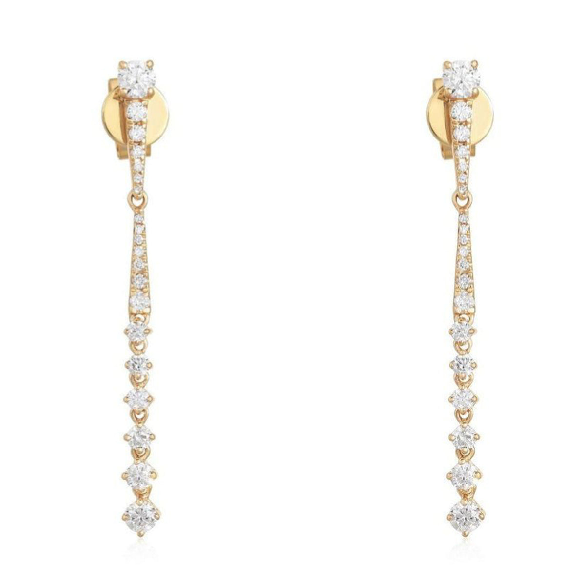 Linear Diamond Graduated Drop Earrings in 14K Yellow Gold