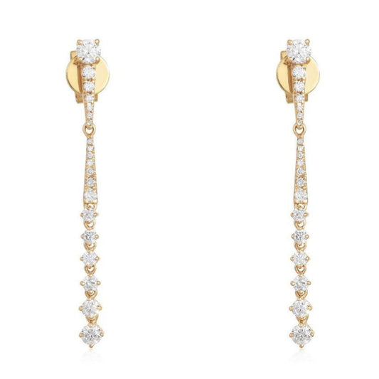 Linear Diamond Graduated Drop Earrings in 14K Yellow Gold
