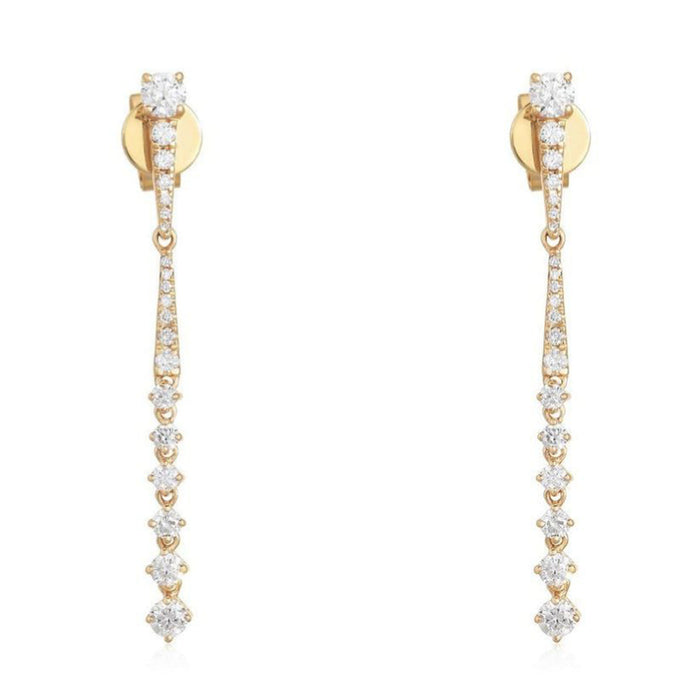 Linear Diamond Graduated Drop Earrings in 14K Yellow Gold