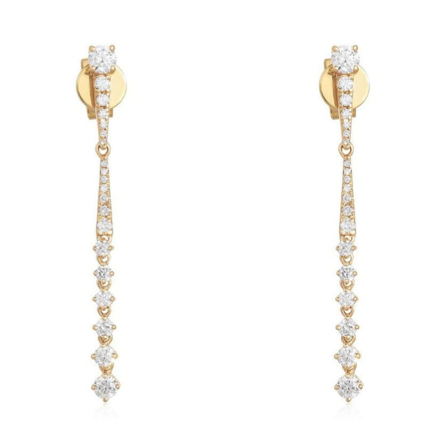 Linear Diamond Graduated Drop Earrings in 14K Yellow Gold