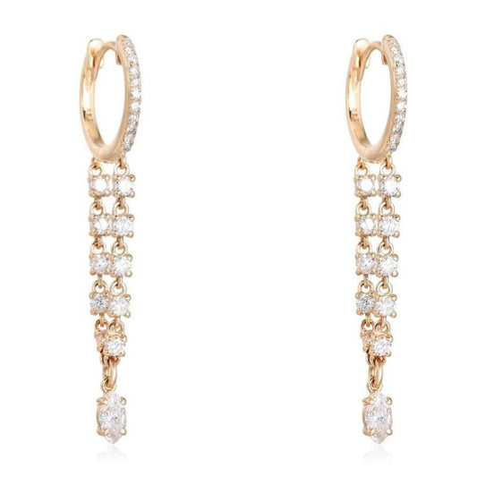 Diamond Wondrous Danglers Drop Earrings in 14K Yellow Gold