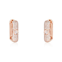 Pear Cut Accent Pave Diamond Huggie Earrings in 14K Yellow Gold