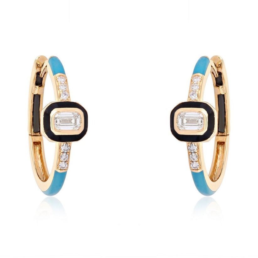Orbit Diamond Drop Danglers Earrings in 14K Yellow Gold