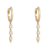 Diamond Pear Drop Huggie Earrings in 14K Yellow Gold