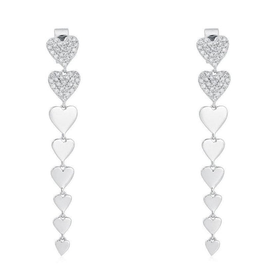 Glistening Diamond Embrace Drop Earrings in 14K White Gold