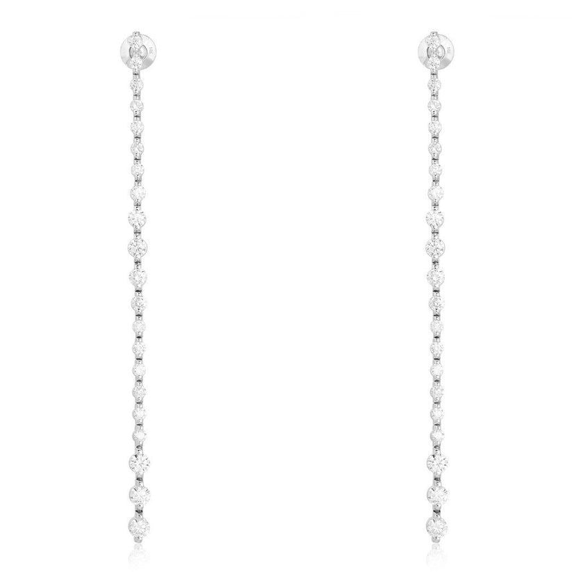 Inch Diamond Bar Tennis Drop Earrings in 14K White Gold