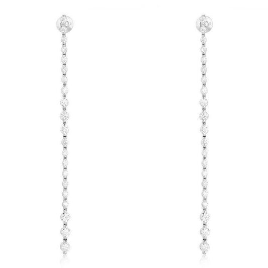 Inch Diamond Bar Tennis Drop Earrings in 14K White Gold