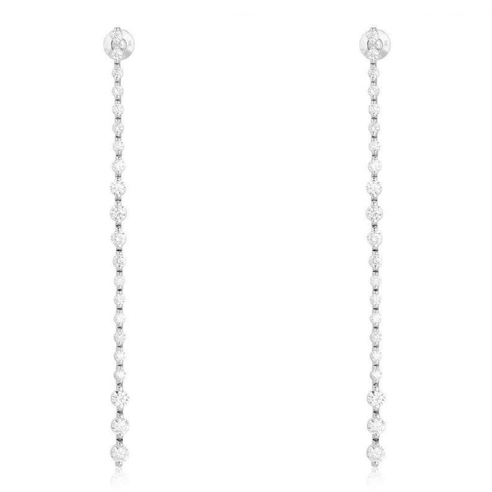 Inch Diamond Bar Tennis Drop Earrings in 14K White Gold