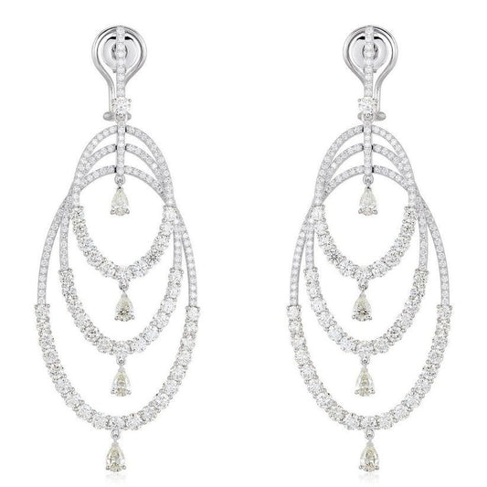 Chandelier Diamond Statement Earrings in 18K White Gold
