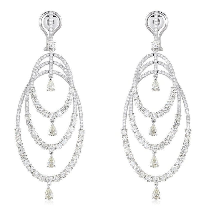 Chandelier Diamond Statement Earrings in 18K White Gold