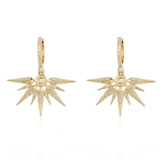 Diamond Drop Earrings in 14K Yellow Gold