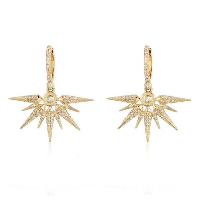 112 Diamond 14K (or 18k upon request) Yellow Gold Diamond Drop Earrings