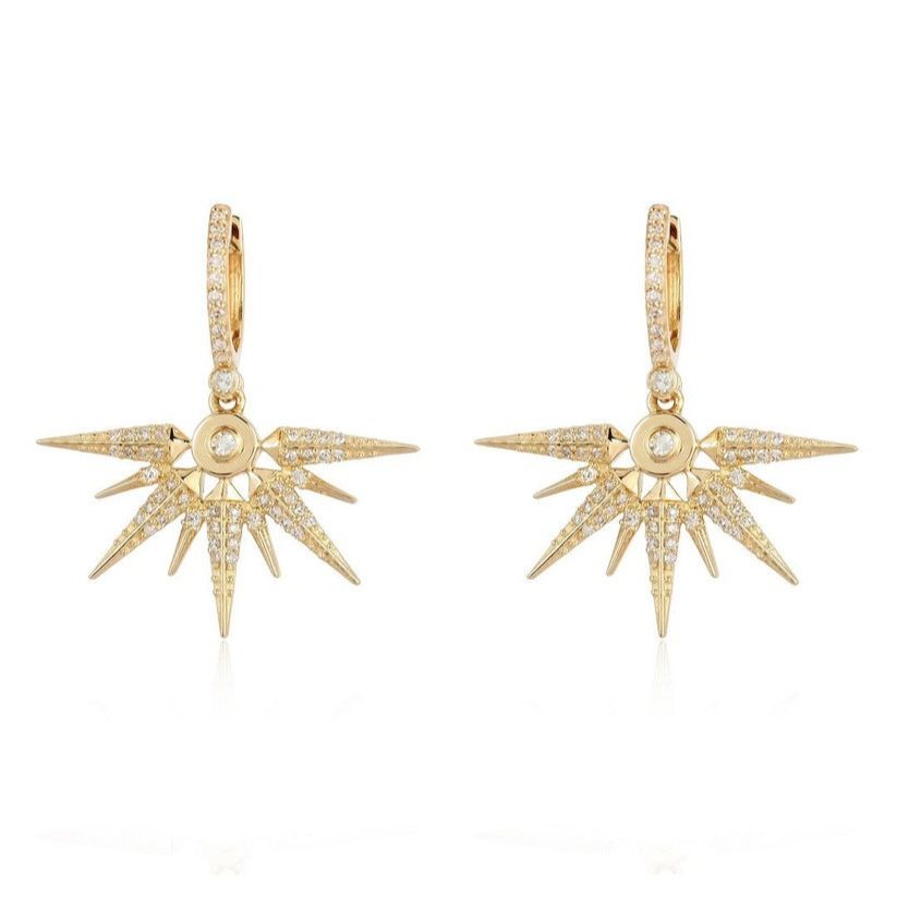 Diamond Drop Earrings in 14K Yellow Gold