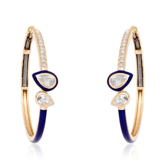 Timeless Pear Shape Diamond Hoop Earrings in 14K Yellow Gold