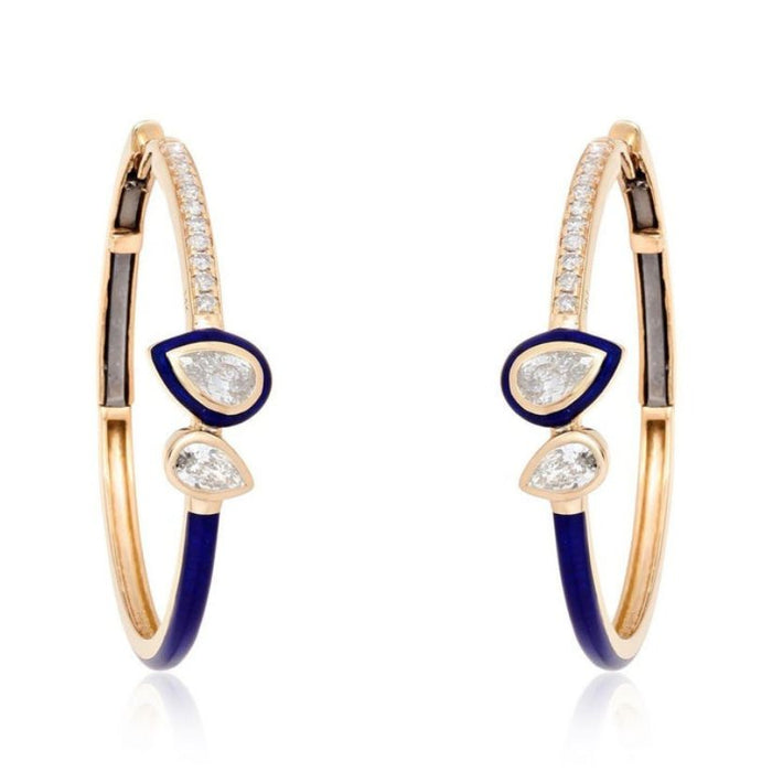 Timeless Pear Shape Diamond Hoop Earrings in 14K Yellow Gold