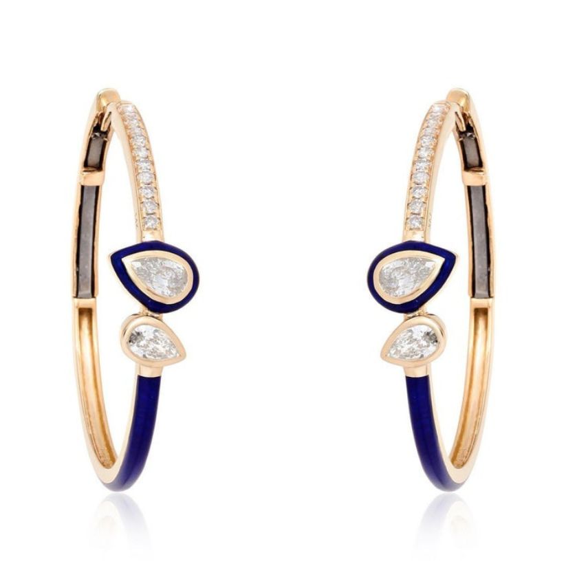Timeless Pear Shape Diamond Hoop Earrings in 14K Yellow Gold