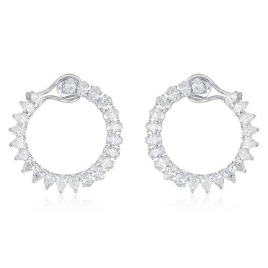Radiant Horizon Hoop Earrings in 18K White Gold