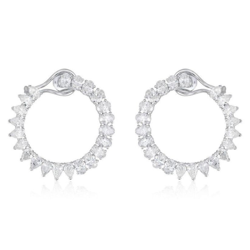 Radiant Horizon Hoop Earrings in 18K White Gold